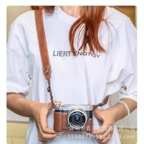 Fuji X-M5 Camera Half Case PU Leather Protective Sleeve With Strap Travel Photography Coffee with Strap brown