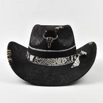 Handmade Western Cowboy Hat for Men Women Vintage Faux Leather Gentleman Cowgirl Hat Holidays Party Cosplay Hat One Size juoda