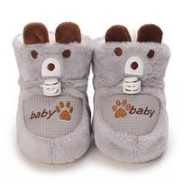 Kūdikio pre-walker batai Kūdikio batai 0-1 metai Mielas pliušinis triušis Meškinas Žieminiai Šilti Minkšti batukai Avalynė 7-12 Months pilka