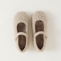 Girls' Cotton Velvet-lined Fluffy Velcro Closure Ankle Mary Jane Bread Shoes 2025 Autumn/Winter Korean-style Children's Warm Size 35-inner length 224 cm beige
