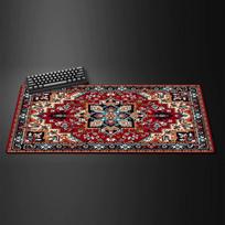 Bohemian Style Large Gaming Mouse Pad Antique Persian Rug Pattern 900x400 Non-Slip Rubber Base Stitched Edges PC Desk Accessory 30cmx60cm(11.8x23.6inch) gray