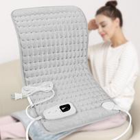Large Heating Pad for Back Neck Shoulder Knee Leg, 6 Heat Settings, Fast Heating 140°F, Auto Shut Off, Machine Washable, Gift for Parents Christmas EU Plug šviesiai pilka spalva