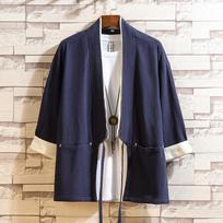 Didelių dydžių vyriškas kardiganas japoniškas kimono vyrams samurajaus kostiumas drabužiai kimono švarkas vyriški kimono marškiniai yukata haori kasdienis paltas XL tamsiai mėlyna spalva