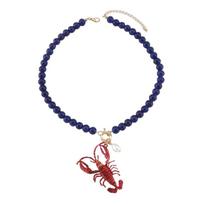 Playful Red Lobster Design Necklace Use Friendly Alloy Enamel Jewelry Lightweight Accessory For Holidays Or Everyday Use blue