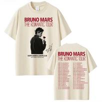 Bruno Mars The Romantic Tour T Shirt for Men's Clothing and Women's Clothing Hiphop Streetwear Tops 2026 Summer T-Shirt S white