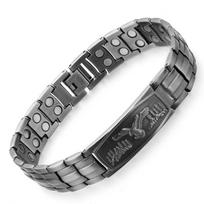 99,9% gryno vario magnetinės terapijos apyrankė Nuovargio palengvinimas Unisex Vintažinio stiliaus Geometrinis dizainas Gunmetal gray