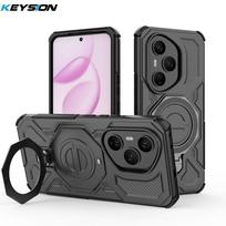 KEYSION Shockproof Magnetic Case for HONOR 400 Pro 5G Upright Live Metal Ring Stand Phone Back Cover for Huawei Honor 400 5G for Honor 400 Pro