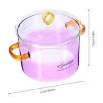 1500Ml High Borosilicate Glass Stew Pot with Lid Clear Heat Resistant Cookware for Ramen Soup Noodles Pasta Milk Stovetop violetinė