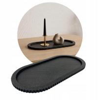 Taca dekoracyjna podstawka pod świece biżuterie tacka podłużna czarna 25cm