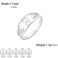 Peace Symbol Rings Stainless Steel Finger Ring Women Protection Amulet Pacifism Against War Jewelry Gifts 11 sidabras