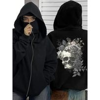 High End Double Hat and Double Neck Men's and Women's Fashionable and Fun Street Style Girl Barak Handsome Long Sleeved Hooded Sweatshirt XXL gray