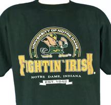 vintage 90s UNIVERSITY OF NOTRE DAME FIGHTINIRISH T-Shirt S football hip hop 120 gray