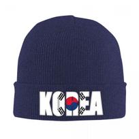 South Korea Flag Warm Knitted Cap Fashion Bonnet Hat Autumn Winter Outdoor Beanies Hats for Unisex Adult One Size blue