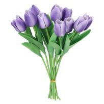 10pcs Artificial Tulip Flowers High Simulation Flowers Decor for Living Room Dinner Table Purple violetinė