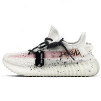 Adidas Originals Yeezy Boost 350 V2 Abrasion Resistant Low top Casual Shoes Unisex White Pink HQ6316(Team373-) 45⅓