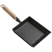 Telssida Japanese Cast Iron Tamagoyaki Pan black