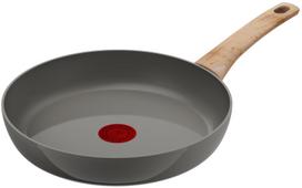 Tefal keptuvė su keraminiu paviršiumi 26 cm, tinkama indukcinėms ir dujinėms viryklėms, be kenksmingų medžiagų, tokių kaip PFOA, lygi naudoti, keramikos slydimas, žemės pilka, kepimo pilka black