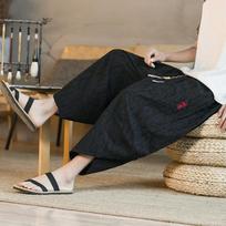 Japanese Kimono Traditional Shorts Men's Asian Clothin Pants Japanese Samurai Casual Loose Men's Yukata Linen Wide Leg Trousers XL