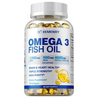 High-purity Omega-3 fish oil capsules, dietary supplement, all-natural, suitable for both men and women. 120*1 white