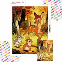 Disney Bambi Thumper forest animal diamond painting art kit hand painting diy5D home decoration Round 30x40cm brown
