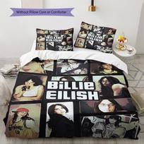 Billie Eilish raštuota patalynė, antklodės komplektas, antklodės užvalkalas, pagalvės užvalkalas namams, gimtadienio dovana (1 * antklodės užvalkalas + 2 * pagalvės užvalkalai, be šerdies) 155x200cm