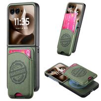 Magnetic Leather Phone Case for Motorola Razr 60 50 40 Ultra Wallet Card Holder Protective Cover Compatible with Moto Razr Motorola Razr 50 Ultra žalia
