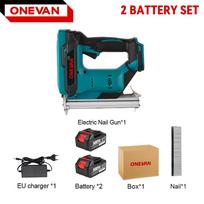 ONEVAN 422J Akumuliatorinis elektrinis vinimo pistoletas, belaidis, 2 pavarų vinakala, baldų segiklis, medžio apdirbimo elektrinis įrankis, skirtas Makita 18V baterijai 2xBattery-EU PLug