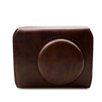 Slim PU Camera Case Canon G7X Mark III - Single Shoulder Bag With Velvet Lining Urban Minimalist Design Coffee black
