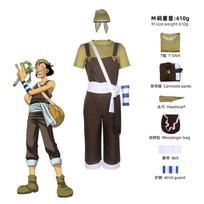 Usopp One Piece Cosplay Kostiumas Anime Helovino Šventės Apranga Suaugusiems Vyrams Vaidmenų Žaidimo Rinkinys XL ruda