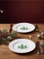 Sinsay - Stiklinės pusryčių lėkštės su Kalėdų eglutės raštu 2 pack - žalia