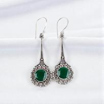Green Onyx Gemstone 925 Sterling Silver Jewelry Handmade Women Earrings 2.52  EE-77-17 white