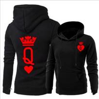 Playing Card Couples QUEEN KING Print Hooded Long Sleeve Couple Sweatshirt L raudona