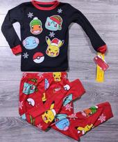 Pokemono pižama berniukams, mažas dydis 6, Kalėdos, šiltai priglundantis marškinėlių ir kelnių PJ rinkinys, unisex marškinėliai XXXL red