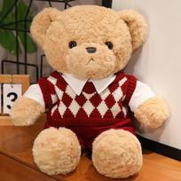 Couple Studant Bears Plush Toys Graduation Present Cartoon Bear Wear Plaid Sweater Soft Doll Kawaii Toy Brinquedos 45cm brown