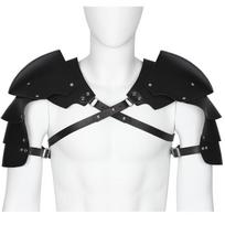 Apsiaustas Odinė Sėdynė Juoda PU Oda Viduramžių Vikingų Sargybiniai Viduramžių Cosplay Black shoulders black