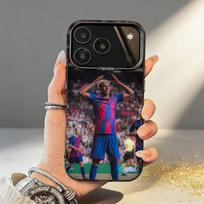 L-Left-Foot-L-Lamine Y-Yamal Phone Case For iPhone17 16 15 14 13 12 Pro Max Grey Black Matte Laser Metallic Aurora Funda iPhoneXSMAX