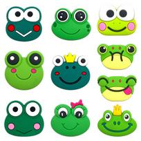 10-Piece Cartoon Frog Croc Charms Set for Fun DIY Sandal and Slipper Decor blue