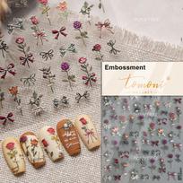 Retro Mini White Flower Gold Leaves Daisy Tulip Vintage Chic Self Adhesive Nail Art Decorations Delicate Stickers Manicure Decal gray