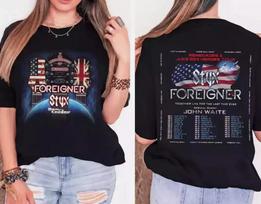 Styx and Foreigner Summer 2024 Tour Shirt, Styx and Foreigner Band Fan T-Shirt XL white