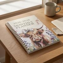 CoilBound Planner Note Sections SpiralWound Printed Cover Dated Calendar Notebook beige
