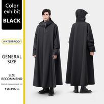 Sustorintas Oksfordo vandeniui atsparus lietaus apranga Lietaus pončas Unisex Madingas lietpaltis Ilgas lietpaltis Laisvas didelio dydžio su gobtuvu Lietaus apranga 3XL juoda