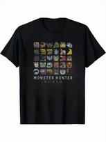 Monster Hunter World T-Shirt with Monster Emblems-XL 2XL gray