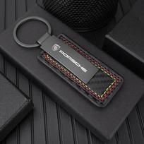 Odinė automobilio emblema Raktų pakabukas Metaliniai raktų pakabukai Porsche Cayenne Panamera Macan 911 718 Taycan Boxster Cayman 918 Pajun Aksesuaras vdcp69 gray