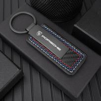 Odinė automobilio emblema Raktų pakabukas Metaliniai raktų pakabukai Porsche Cayenne Panamera Macan 911 718 Taycan Boxster Cayman 918 Pajun Aksesuaras vdcp69 gray