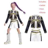 Vaikų K-Pop Demonų Medžiotojų Mira Rumi Zoey Cosplay Kostiumų Rinkinys Mergaičių Uniforma Helovino Vakarėlis Scena 3D Spausdinti Persirengimo Kostiumai 160 black