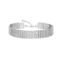 Rhinestone Studded Choker Necklace Sparkly Minimalist Feel Collarbone Chain for Women option 5 sidabras