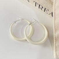 Sweet & Simple Colorful Dopamine Hoop Earrings for Women - Fresh, Versatile Fashion Ear Clips. beige