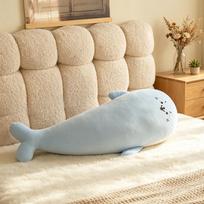 100/130cm Cartoon Cute Huge Seal Plush Doll Ice Silk Cool Feeling Long Pillow Sea Otter Stuffed Animal Home Decor Gift For Kids about 100cm beige