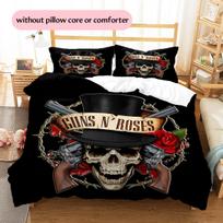 Guns N' Roses Pattern Bedding Home Decoration Birthday Gift (1 * duvet cover + 2 * pillowcase, without core) 140x200cm white