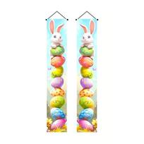Cute Polyester Easter Door Banners Easter Celebration Vibrant Easter Egg Bunny Flags Easter Door Decoration Festive Home